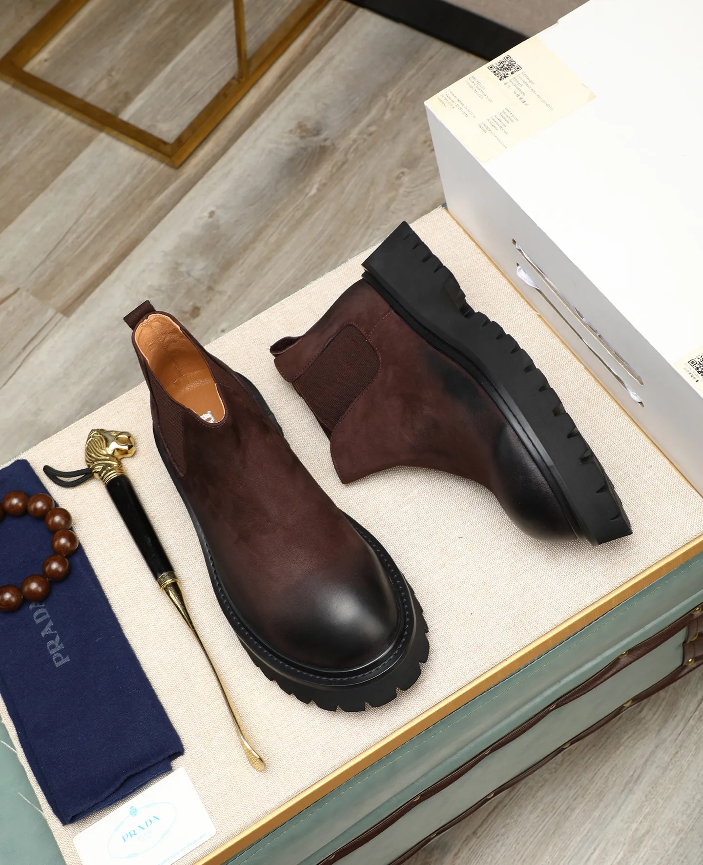 Men's men's shoes 💰580 high-end version. PRADA (Prada) men's casual style, compare the quality at the counter 🧚🏿♂️Imported cowhide fabric 🐎Water-dyed comfortable and soft cowhide lining for feet 🐂Genuine leather outsole with label 🎉 Size 38-44. Can be customized for 45💥🏆